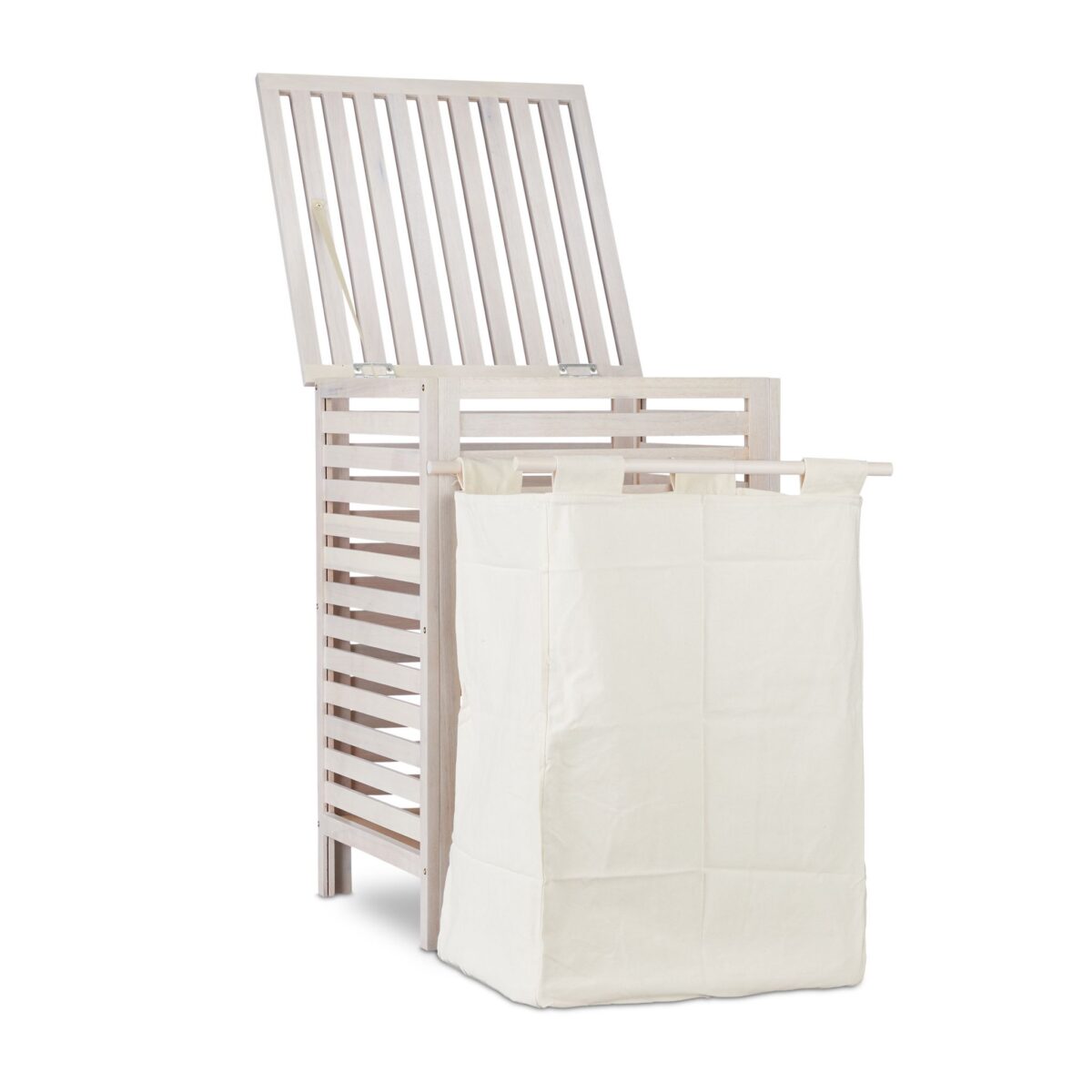 Cos de rufe din lemn, capacitate 52L, 65,5 x 45 x 45 cm, crem - imagine 8