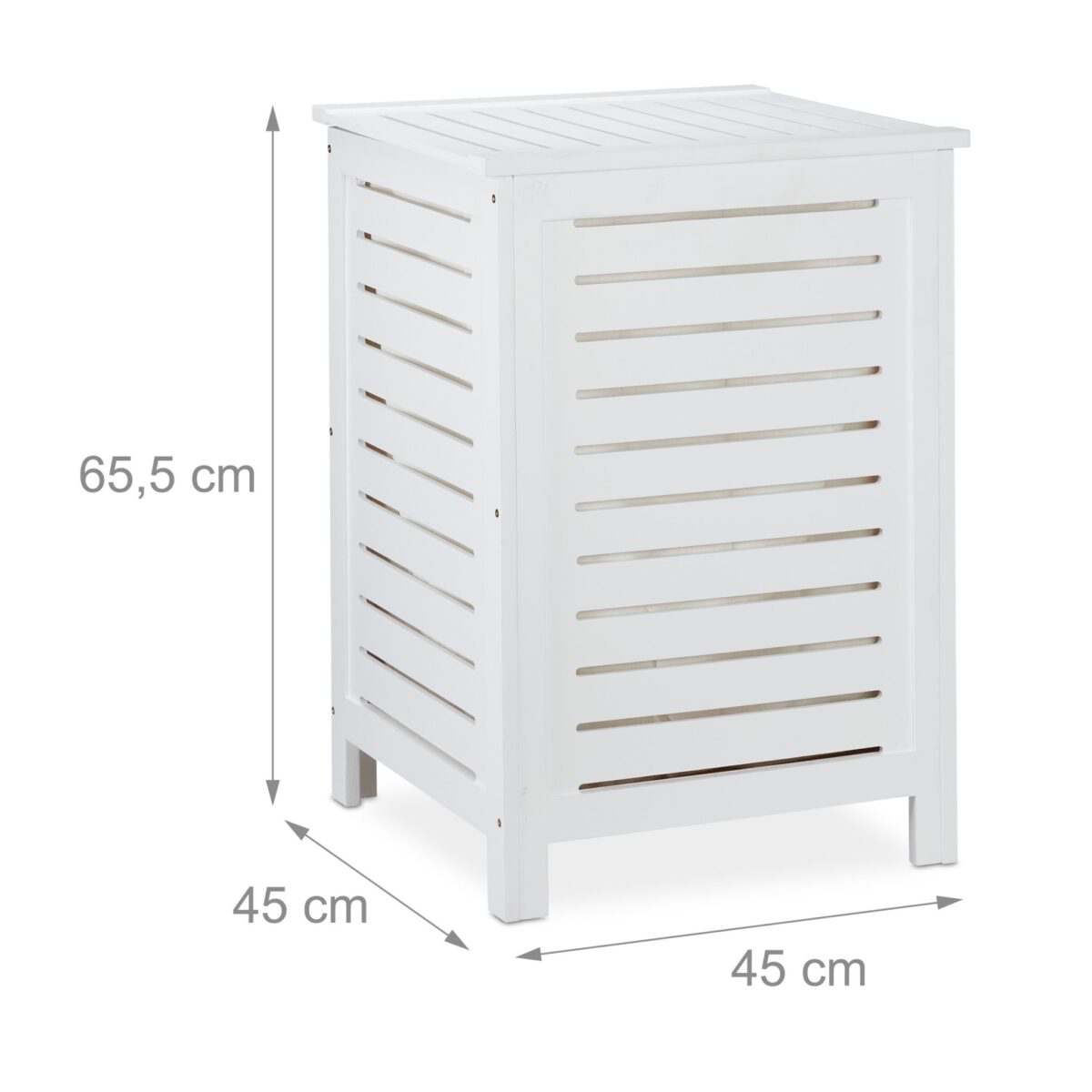 Cos de rufe din lemn, capacitate 80L, alb,  65,5 x 45 x 45 cm - imagine 2