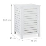 Cos de rufe din lemn, capacitate 80L, alb,  65,5 x 45 x 45 cm - imagine 2
