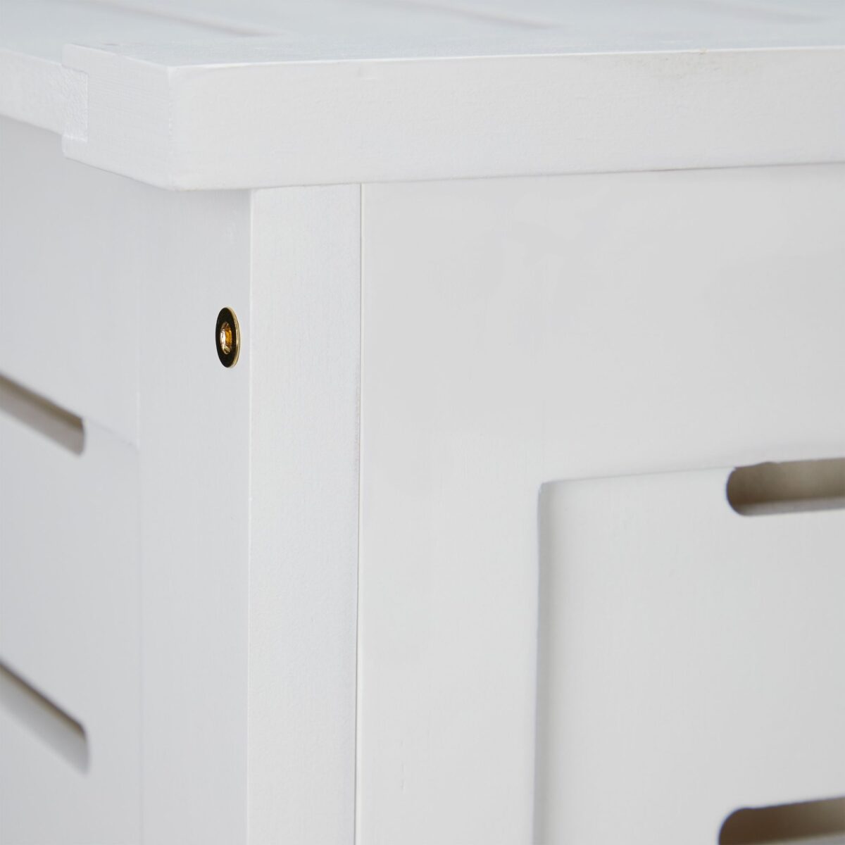 Cos de rufe din lemn, capacitate 80L, alb,  65,5 x 45 x 45 cm - imagine 8