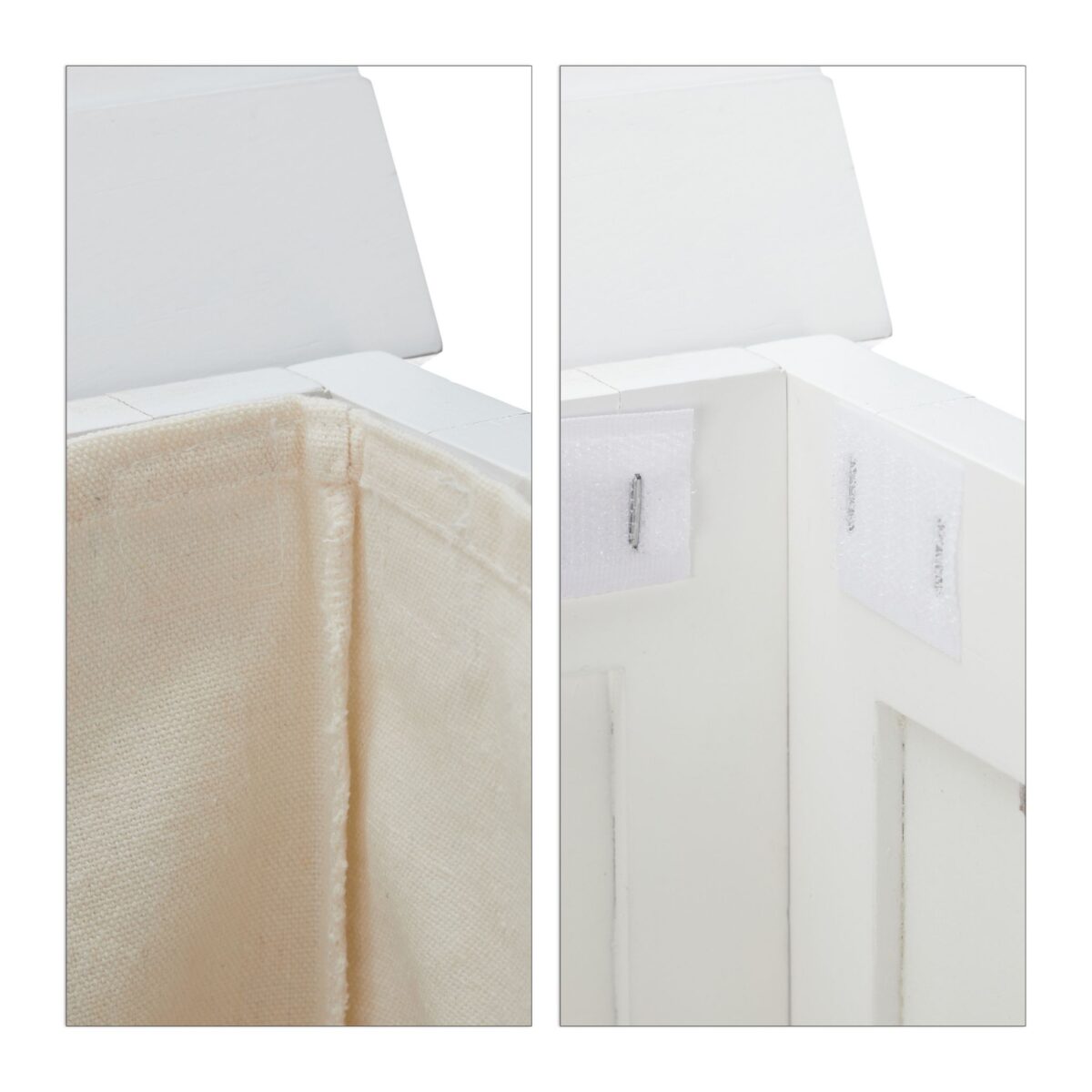 Cos de rufe din lemn, capacitate 80L, alb,  65,5 x 45 x 45 cm - imagine 9