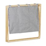 Cos de rufe din bambus si poliester, 3 compartimente, 57,5 x 69 x 38 cm, gri/natur - imagine 7