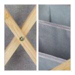 Cos de rufe din bambus si poliester, 3 compartimente, 57,5 x 69 x 38 cm, gri/natur - imagine 10