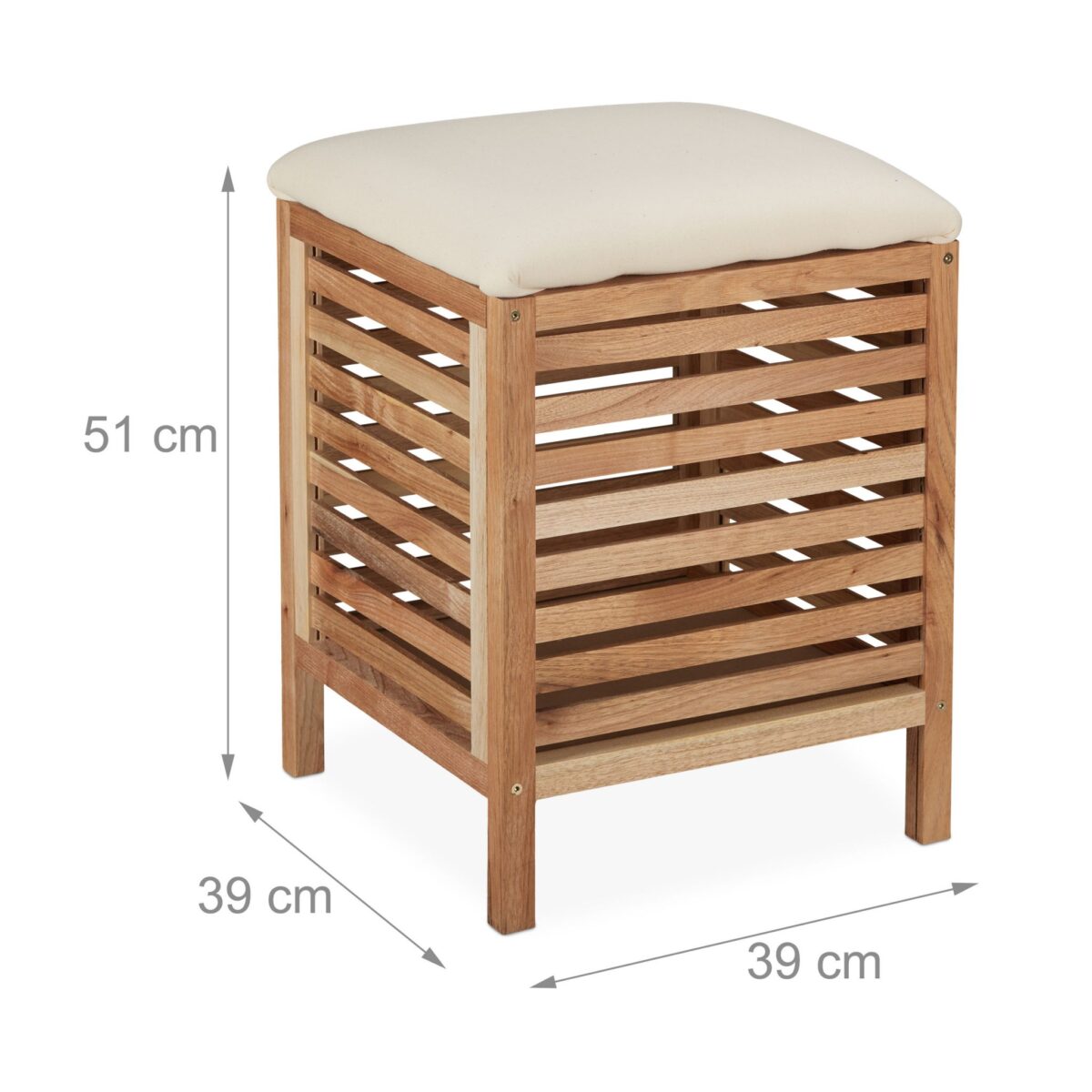 Cos de rufe tip taburet, lemn, 51 x 39 x 39 cm, maro - imagine 5