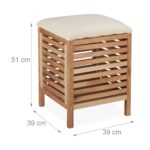 Cos de rufe tip taburet, lemn, 51 x 39 x 39 cm, maro - imagine 5