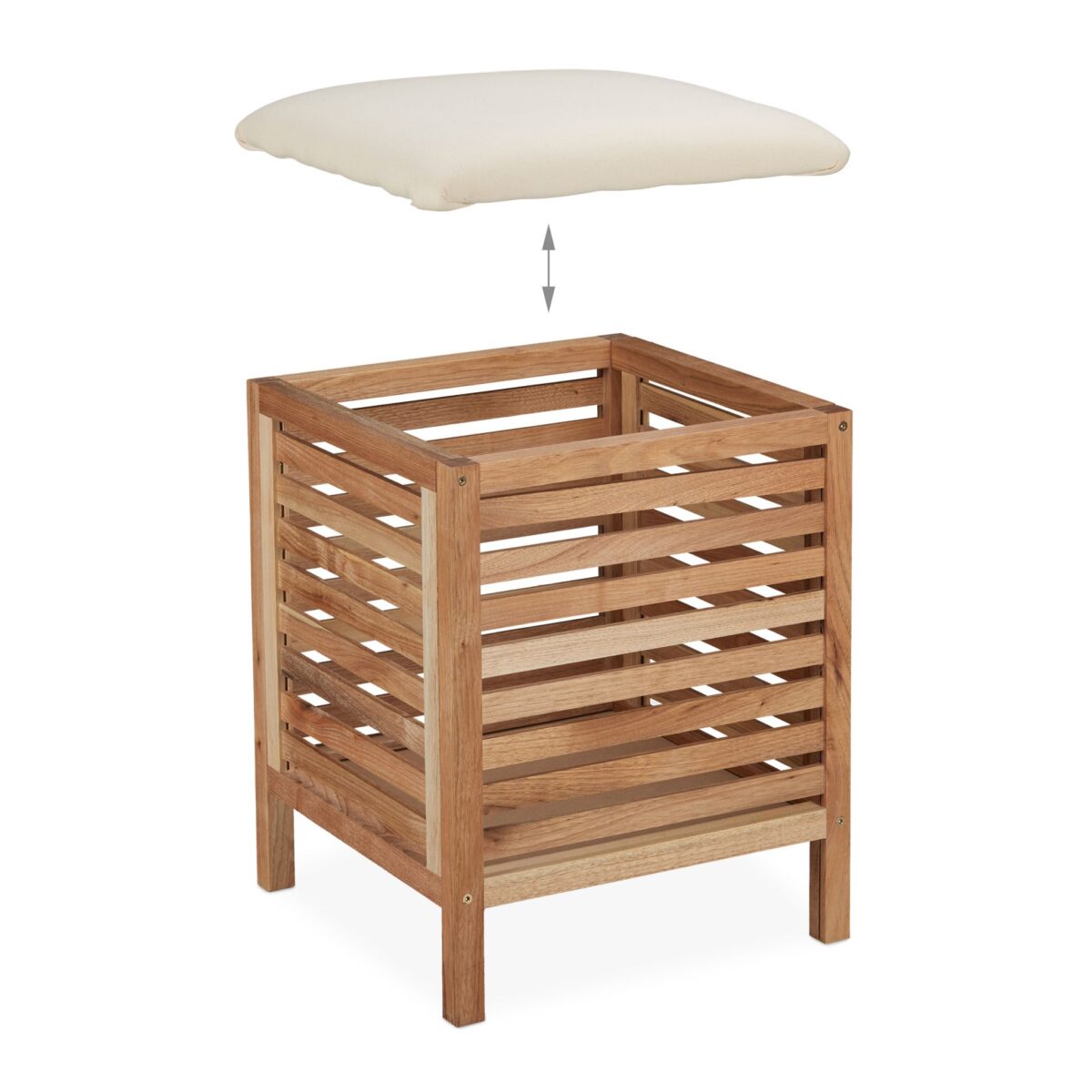 Cos de rufe tip taburet, lemn, 51 x 39 x 39 cm, maro - imagine 7