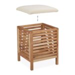Cos de rufe tip taburet, lemn, 51 x 39 x 39 cm, maro - imagine 7