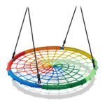 Leagan copii si adulti, tip cuib cu plasa, ⌀ 100 cm, multicolor, Relaxdays