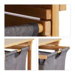 Raft de baie, cos de rufe extensibil, 4 rafturi, bambus/poliester, 80 x 100 x 32 cm - imagine 2