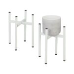 Set de 2 suporturi reglabile pentru ghivece, sustinere 50 kg, alb, fier