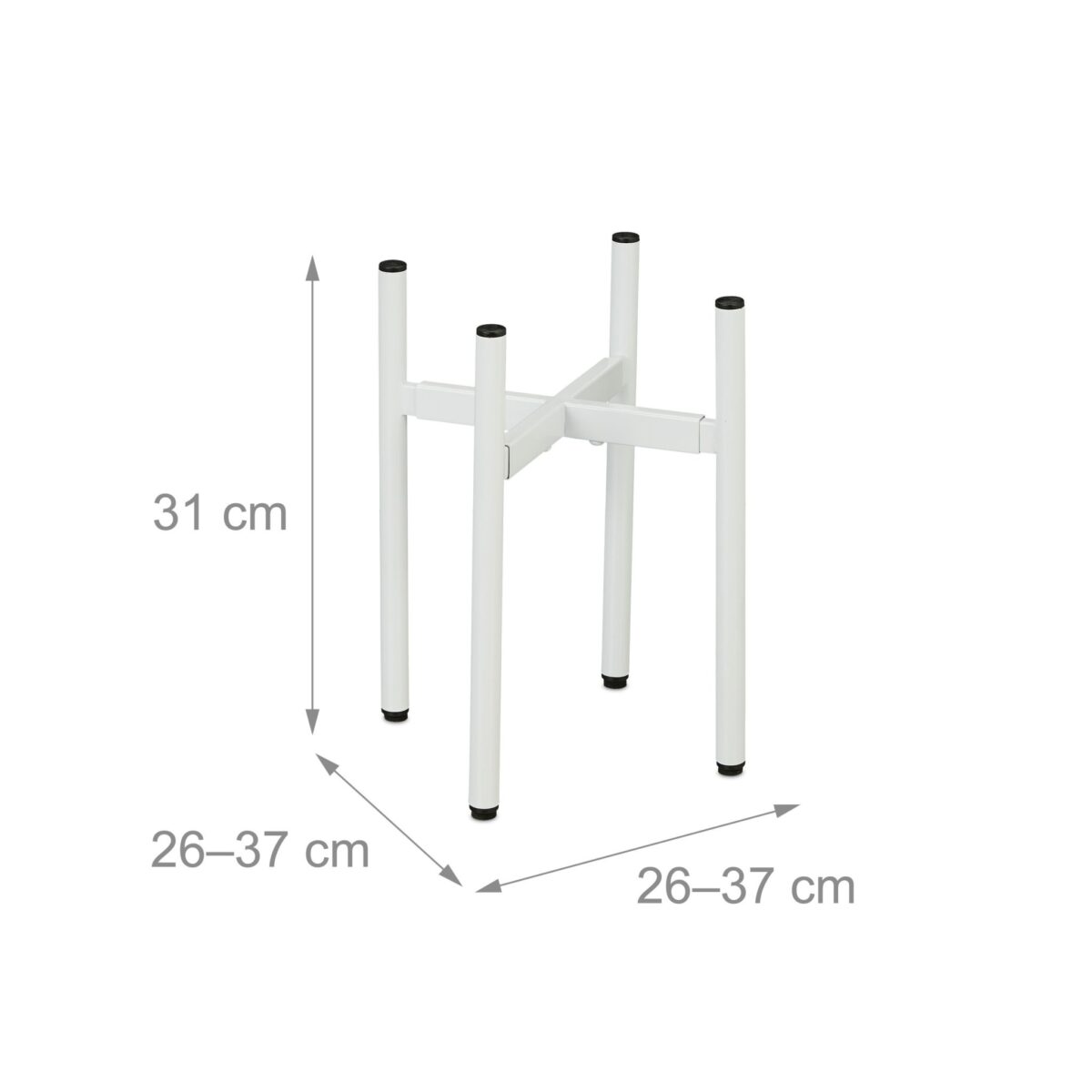 Set de 2 suporturi reglabile pentru ghivece, sustinere 50 kg, alb, fier - imagine 4