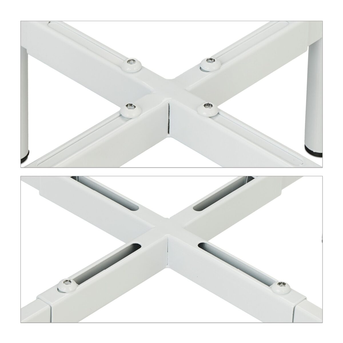 Set de 2 suporturi reglabile pentru ghivece, sustinere 50 kg, alb, fier - imagine 5