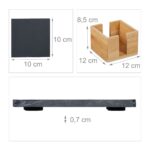 Suport pentru pahare/coastere, ardezie, 8 bucati, cu suport din bambus, 10 x 10 cm, antracit/natur - imagine 6