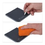 Suport pentru pahare/coastere, ardezie, 8 bucati, cu suport din bambus, 10 x 10 cm, antracit/natur - imagine 8