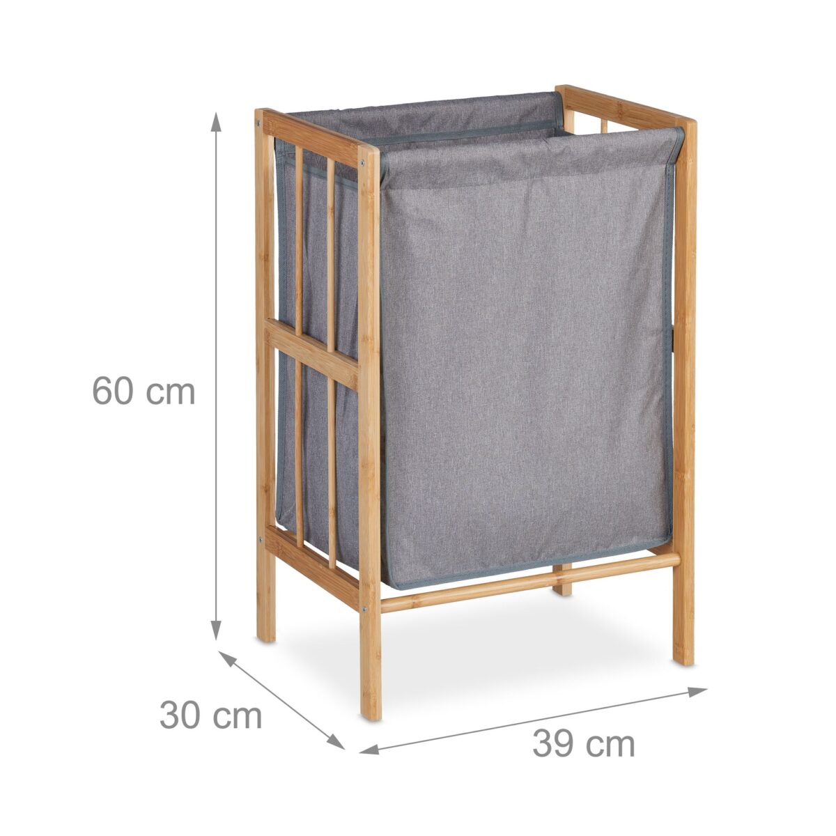 Cos de rufe din bambus si poliester, 60 x 39 x 30 cm, gri/natur, 30L - imagine 5