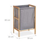 Cos de rufe din bambus si poliester, 60 x 39 x 30 cm, gri/natur, 30L - imagine 5