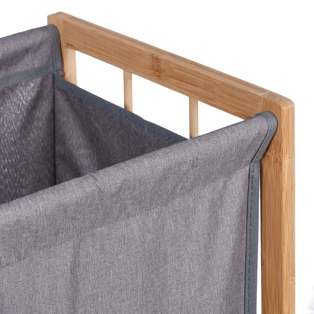 Cos de rufe din bambus si poliester, 60 x 39 x 30 cm, gri/natur, 30L - imagine 7