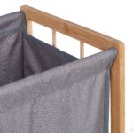 Cos de rufe din bambus si poliester, 60 x 39 x 30 cm, gri/natur, 30L - imagine 7