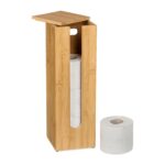 Suport din bambus pentru hartie igienica, rezistent la umiditate, 42 x 13,5 x 13,5 cm