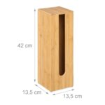 Suport din bambus pentru hartie igienica, rezistent la umiditate, 42 x 13,5 x 13,5 cm - imagine 3
