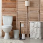 Suport negru pentru hartie igienica si perie de toaleta, otel si bambus, Relaxdays - imagine 2