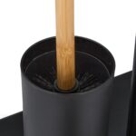 Suport hartie igienica cu perie de toaleta, loc de rezerve si raft, negru, fier/bambus, Relaxdays - imagine 6