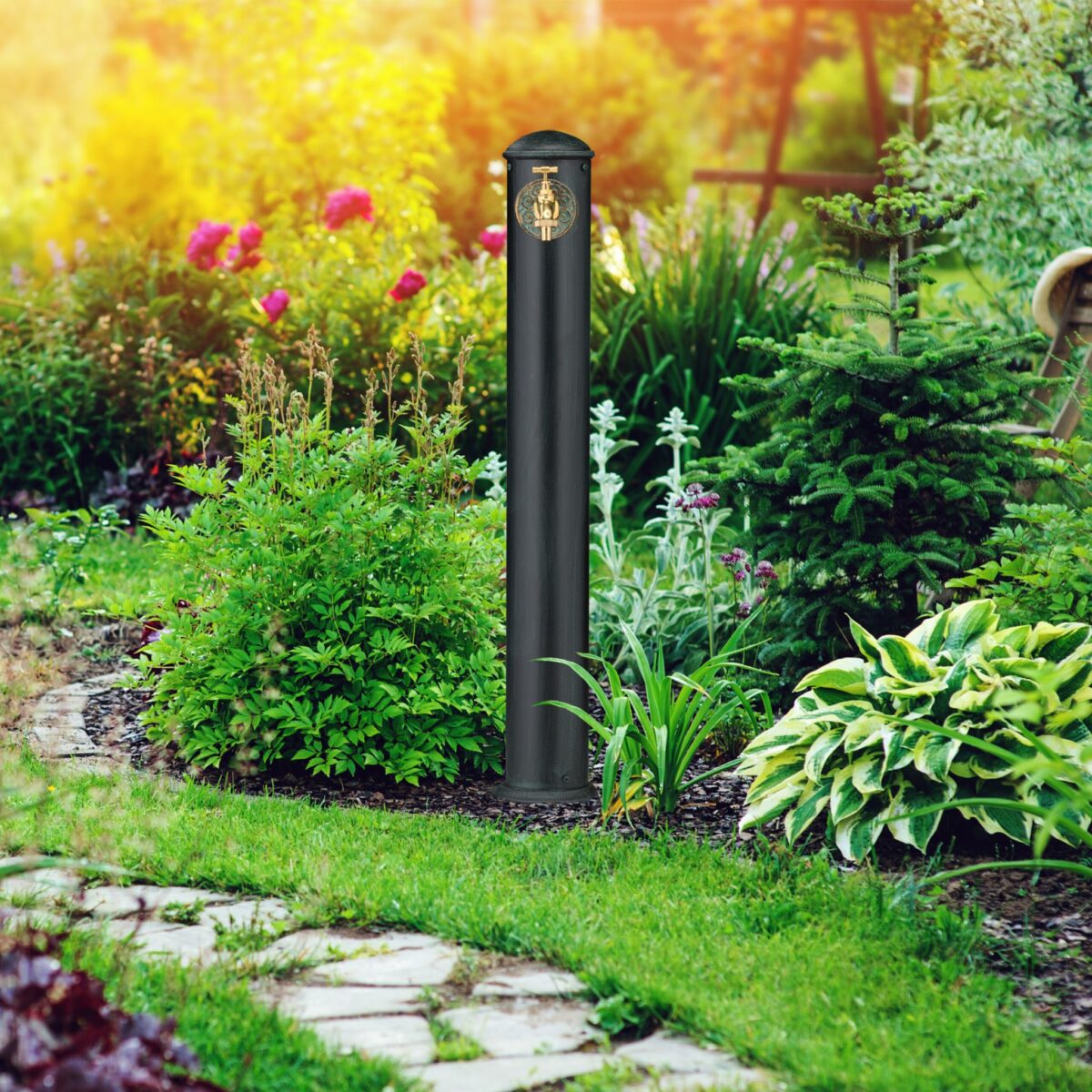 Cismea de gradina cu robinet, aluminiu, 91 x 17 cm, negru-verde - imagine 8