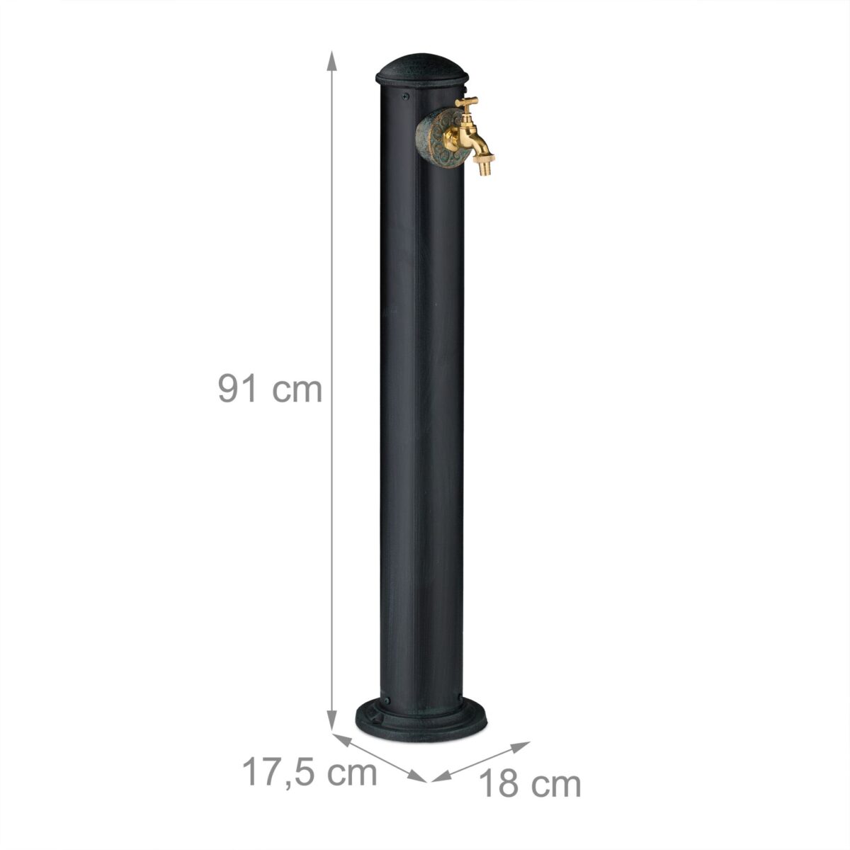 Cismea de gradina cu robinet, aluminiu, 91 x 17 cm, negru-verde - imagine 2