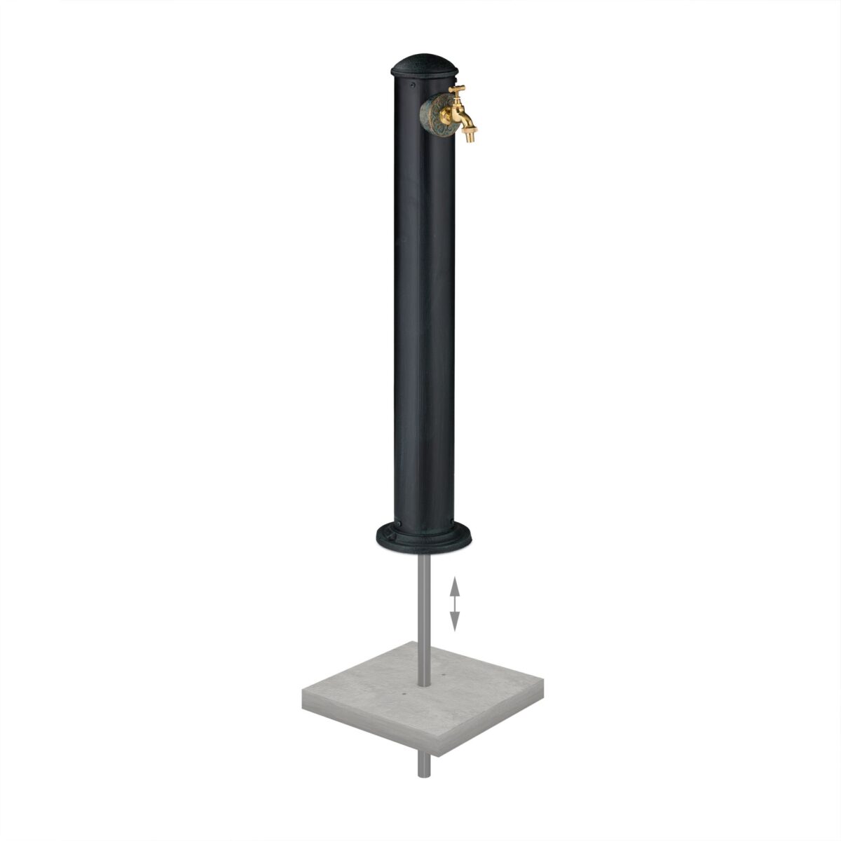 Cismea de gradina cu robinet, aluminiu, 91 x 17 cm, negru-verde - imagine 6