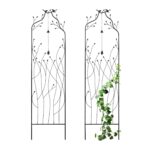 Set 2 spaliere decorative, pentru plante, clopotel vant, 170 x 45 x 4 cm, negru