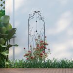 Set 2 spaliere decorative, pentru plante, clopotel vant, 170 x 45 x 4 cm, negru - imagine 3