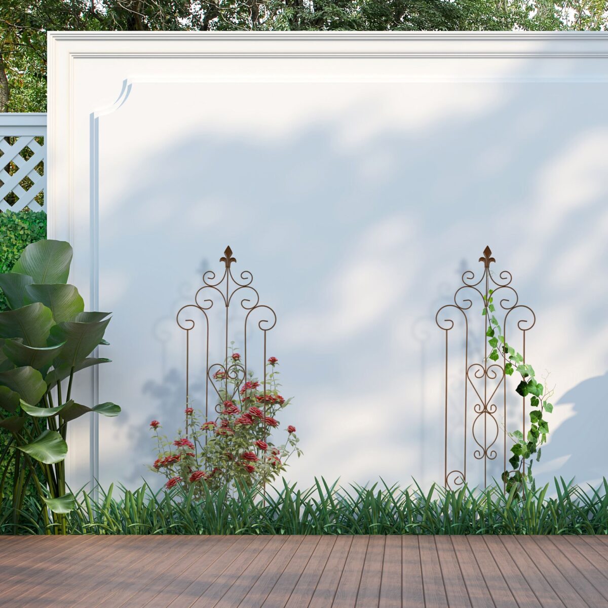 Set 2 spaliere de trandafiri, design decorativ cu linii curbate, 116 x 35 cm - imagine 3