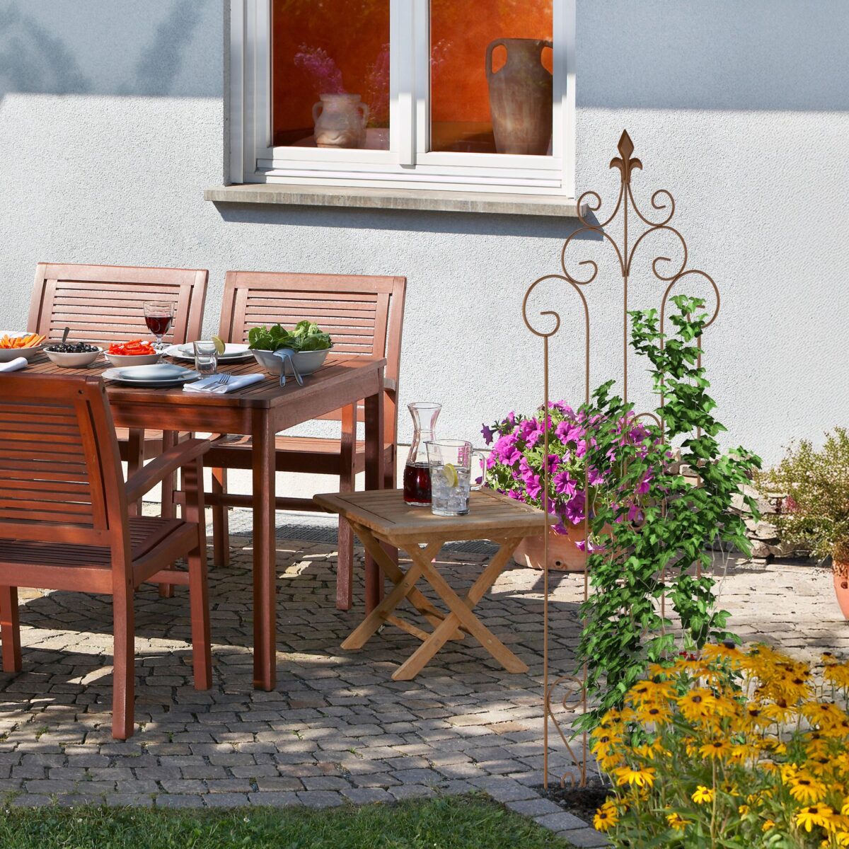Set 2 spaliere de trandafiri, design decorativ cu linii curbate, 116 x 35 cm - imagine 4