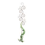 Spalier metalic pentru flori, design decorativ cu linii curbate, 160 x 30 x 1 cm, maro