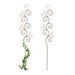 Set 2 spaliere metalice pentru flori, design decorativ cu linii curbate, 160 x 30 x 1 cm, maro