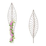 Set 2 spaliere pentru plante, design frunza, dimensiuni diferite, maro