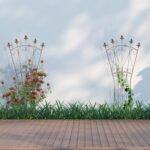 Set 2 spaliere de trandafiri, design frantuzesc, 145 x 54 x 1 cm, maro antichizat - imagine 3