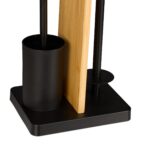 Set de toaleta din bambus si fier, suport hartie igienica, perie toaleta, raft, Relaxdays - imagine 4