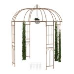 Foisor de gradina, pavilion pentru trandafiri, tip colivie, metal, 269 x 211 x 211 cm, maro antichizat