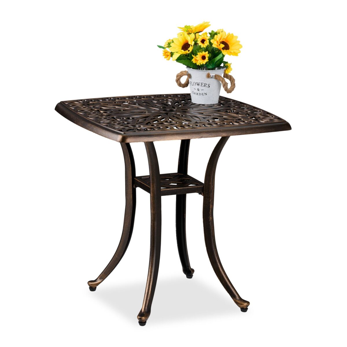 Masa pentru balcon/terasa, aluminiu, negru/bronz,  53 x 53,5 x 53,5 cm - imagine 2