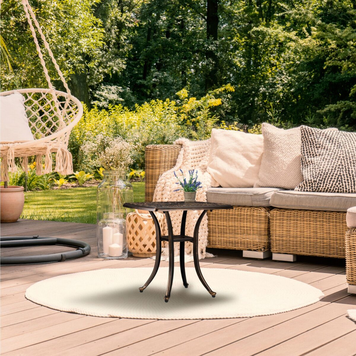 Masa pentru balcon/terasa, aluminiu, negru/bronz,  53 x 53,5 x 53,5 cm - imagine 4