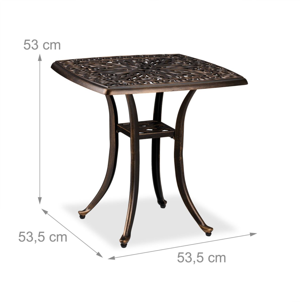 Masa pentru balcon/terasa, aluminiu, negru/bronz,  53 x 53,5 x 53,5 cm - imagine 5
