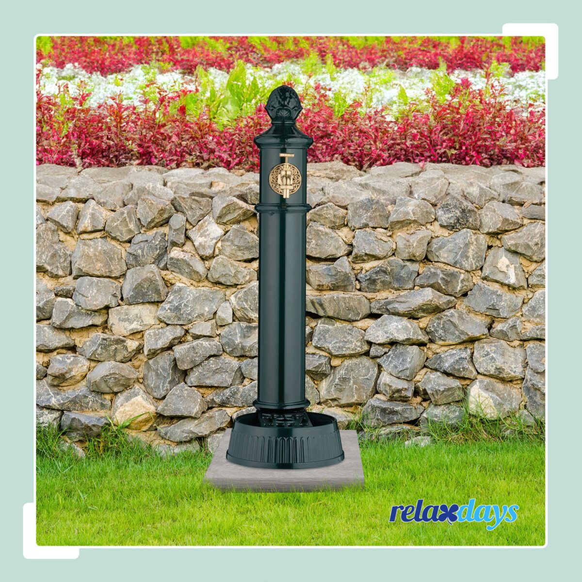 Cismea antica de gradina, verde, 83 cm, aluminiu, Relaxdays - imagine 3