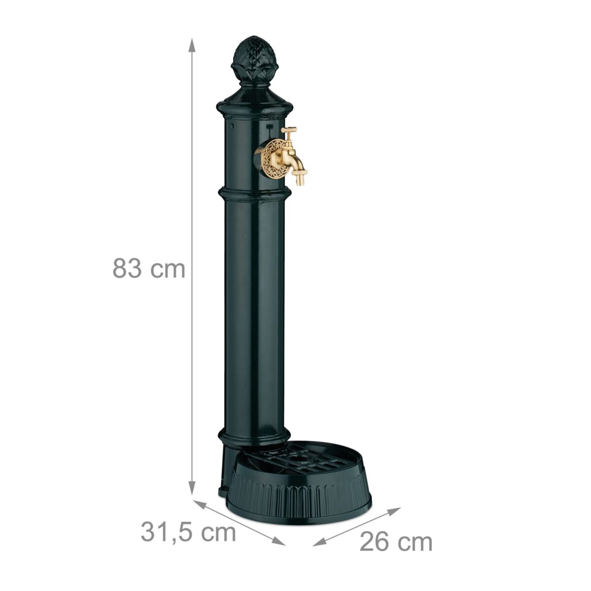 Cismea antica de gradina, verde, 83 cm, aluminiu, Relaxdays - imagine 7