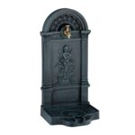 Cismea antica de gradina, figurina decorativa cupidon, gri, aluminiu, 83 cm, Relaxdays