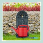 Cismea antica de gradina, figurina decorativa cupidon, gri, aluminiu, 83 cm, Relaxdays - imagine 2