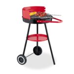 Gratar mobil cu carbune, grill reglabil, raft, otel, H 77 cm