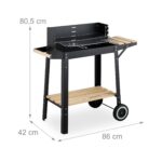 Gratar mobil de gradina, cu rafturi practice, grill reglabil pe inaltime, 80,5 x 86 x 42 cm - imagine 3