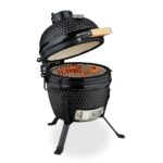 Gratar cuptor Kamado din ceramica, termometru integrat, supape de ventilatie, multifunctional