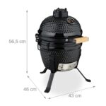Gratar cuptor Kamado din ceramica, termometru integrat, supape de ventilatie, multifunctional - imagine 4